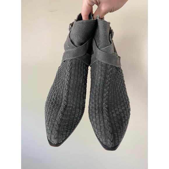 Free People Venture Woven Suede Boho Ankle Boots Gray Size 39/ US 9 - Picture 3 of 8